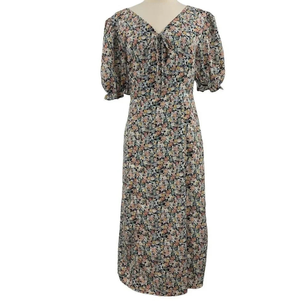 Beyond The Radar Women's Floral Print‎ Split Leg Midi Dress Size S NWT